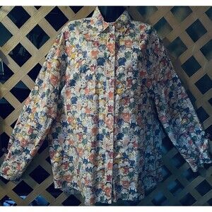 Red headed Ginger Kids Print Cute Whimsical Button up Cotton Tunic Women's L